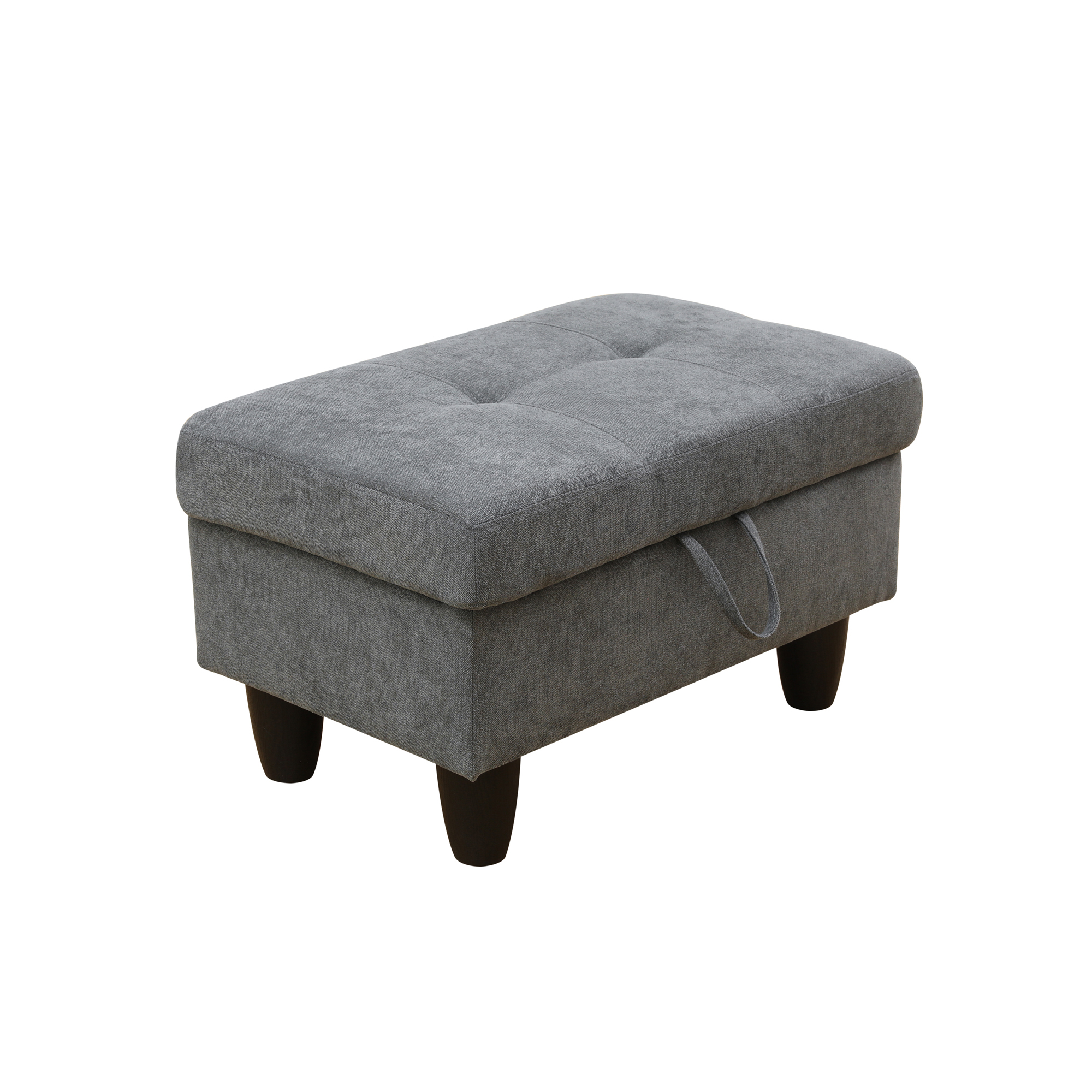 MAYEERTY Faux Leather Ottoman with Storage for Modular Sectional Sofa, Dark Grey