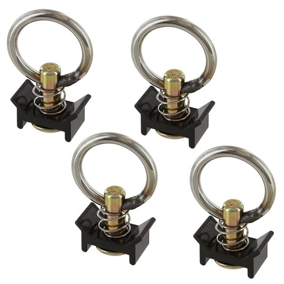 US Cargo Control Accesorio de perno único con riel en L negro con anillo redondo Uso con rieles en L para crear puntos de anclaje de amarre instantáneos Límite de carga de trabajo de 1,333 libras, paq
