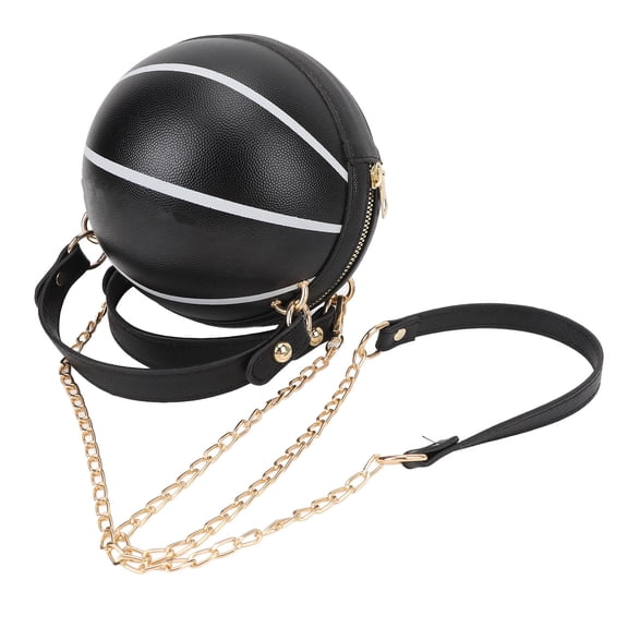 BIMZUC Women's Basketball Shaped Handbag Round Messenger Shoulder Bag Crossbody Novelty Purse for School Shopping Travel Casual Everyday Use, Black (7.87 x 7.87 x 5.91 inches / 20x20x15 cm)