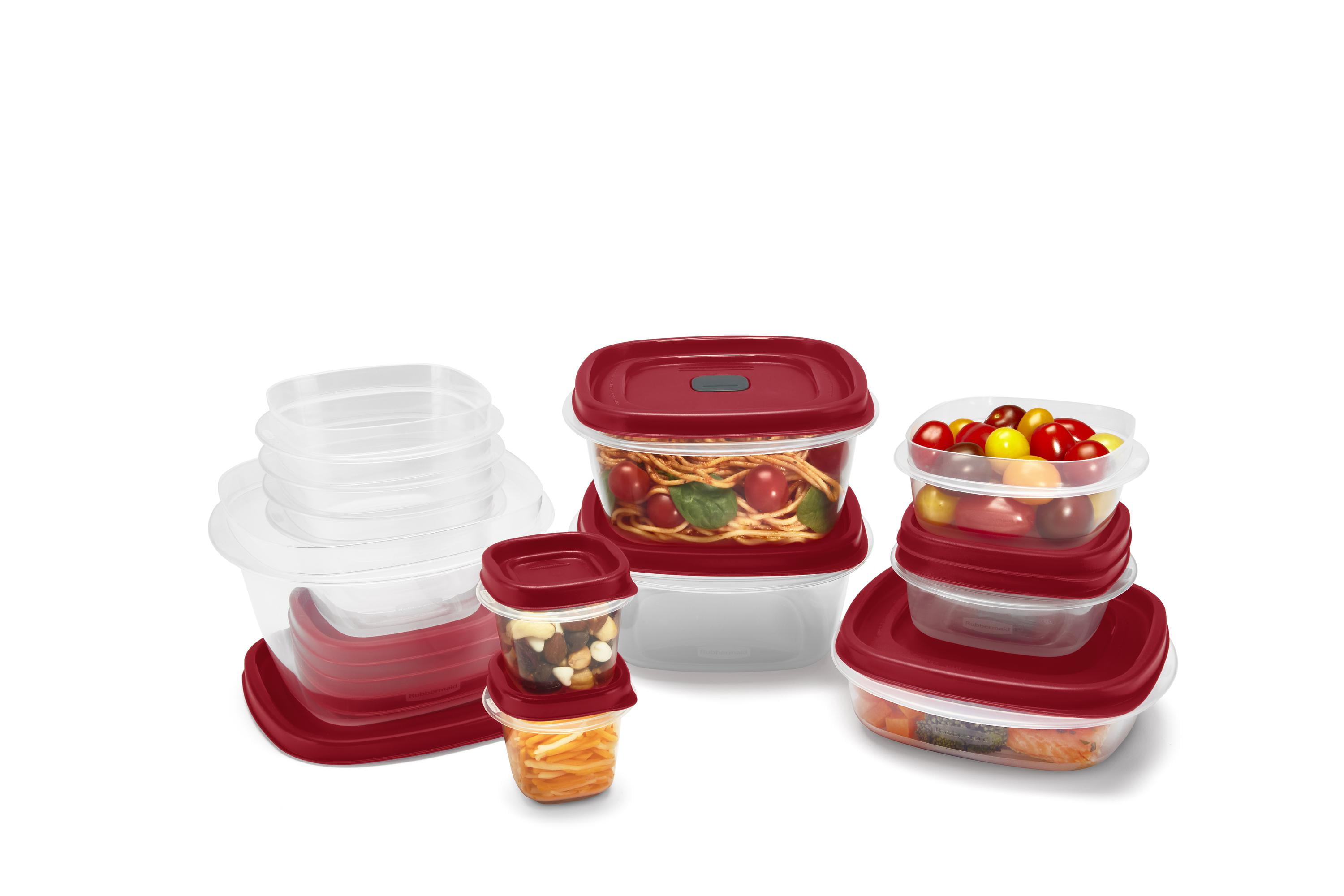 Rubbermaid EasyFindLids 24 Piece Food Storage Containers Variety Set, Red
