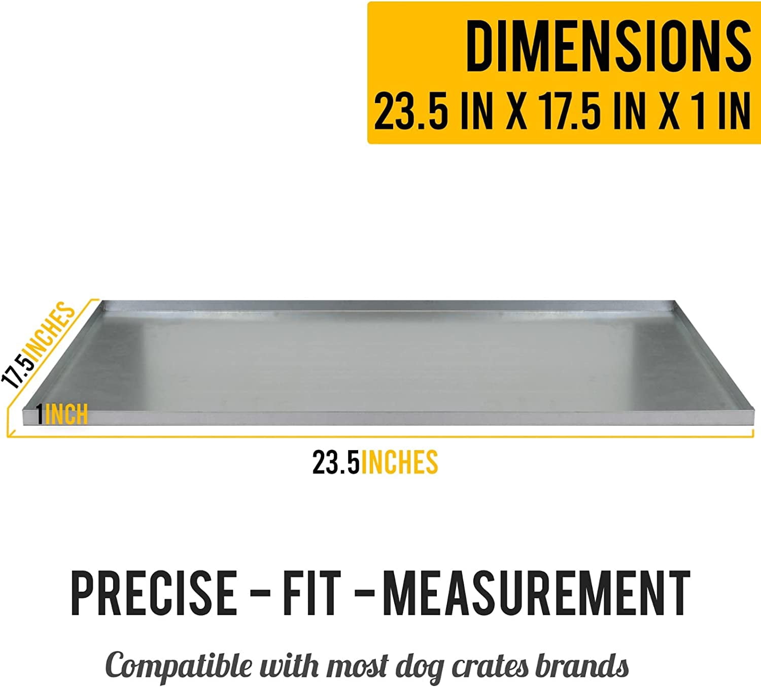 Large Dog Crate Tray 23.5" x 17.5" Inches Heavy Duty Metal Kennel Trays