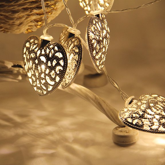 Fairy String Light Metal Heart Shaped Curtain Lamp Wedding Outdoor Decor