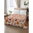 thumbnail image 2 of Full Flat Sheet Only Fall Harvest Pumpkin Retro Soft Microfiber Cooling Bedding Sheets Thanksgiving Maple Leaves Flat Bed Sheet for Hotel,Home Decor, 2 of 7