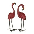 thumbnail image 1 of Set of 2 Decorative Metal Pink Flamingo Yard Statues, 1 of 3