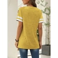 thumbnail image 6 of TEMOFON Color Block T Shirt for Womens Short Sleeve Top Casual Tunic Tops Crew Neck Striped Shirts Yellow Tee 2025, 6 of 6