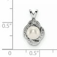 thumbnail image 2 of Sterling Silver Rhodium-Plated Diam. & Fw Cultured Pearl Pendant (16 X 10) Made In India qbpd12jun, 2 of 2