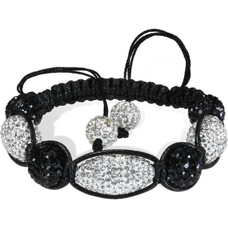 Black and White CZ Shambhala Bracelet, 7"