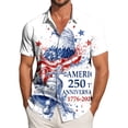 thumbnail image 2 of mgoYE Men T-Shirt 250 Years America Anniversary Button Shirt Mens 250th Independence Day Freedom Button Shirt USA Flag Star and Stripes Tee 250th Anniversary USA Button Shirt Long Sleeve L, 2 of 6