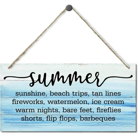 6x12 Inch Summer Sign Decor,Hanging Wood Sign Home Decorative,Printed Wood Wall Art Sign,Summer Door Sign,Ocean Theme Home Decor Sign,Farmhouse Decor Summer,Coastal Decor For Home Or Beach House