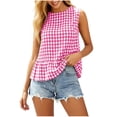 thumbnail image 4 of BUIGTTKLOP Babydoll Tank Tops for Women Sleeveless Shirts Round Neck Plaid Dressy Casual Blouses Loose Fitted Going out Tops, 4 of 5