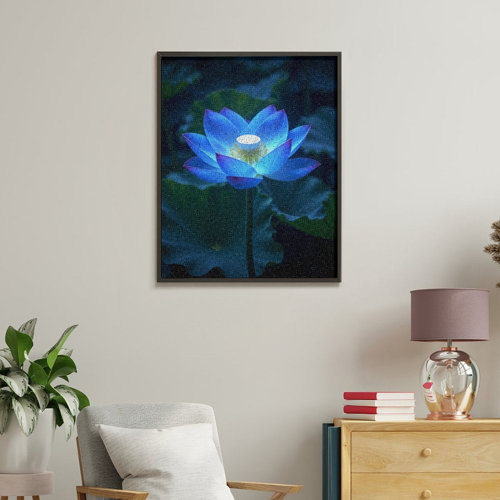 Paint By Numbers Kit for Adults Beginner - DIY Radiant Blue Lotus Blossom Canvas Painting Kits for Adults, Frameless Paint By Number for Adults for Home Wall Decor 16x20 Inch