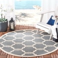 thumbnail image 2 of SAFAVIEH Courtyard Estelle Geometric Indoor/Outdoor Area Rug, 5'3" x 5'3" Round, Anthracite/Beige, 2 of 8