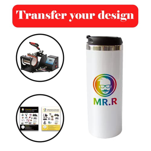 MR.R 15oz Sublimation Blanks Tumbler with Lid,Stainless Steel Double Wall  Vacuum Insulated Travel Water bottle Straight Mug,Durable Powder Coated