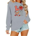 thumbnail image 3 of Itsame Women Long Sleeve T-Shirts Valentine's Sweatshirt Loose Crew Neck Tops Gray Size L, 3 of 7
