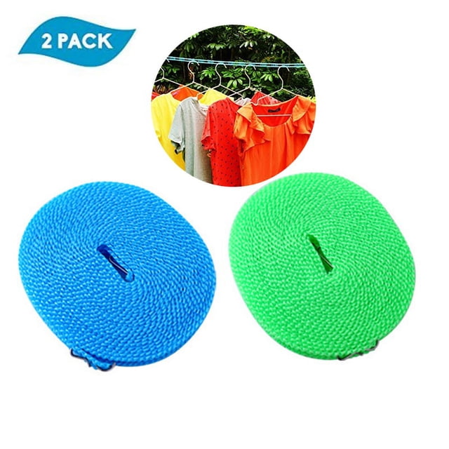 Tendedero extensible para ropa, cuerda para secar ropa, carrete de paraguas de viaje portátil ajustable para interior, paquete de 2