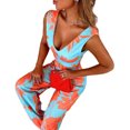 thumbnail image 4 of Lilgiuy Fashion Womens Bandage Solid Cold Shoulder Suspender Cami Pants Zipper Jumpsuit Light Blue 4(S) Winter Clothes for 2022, 4 of 5