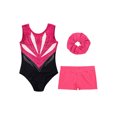 thumbnail image 4 of iiniim Kids Girls Dance Gymnastics Ballet Leotard Sparkly Rhinestones Bodysuit with Shorts Hair Band Hot Pink 16, 4 of 7