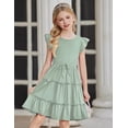 thumbnail image 3 of Arshiner Girl's Summer Dress Ruffle Sleeve Tiered Casual Party Dresses with Pockets, 3 of 6