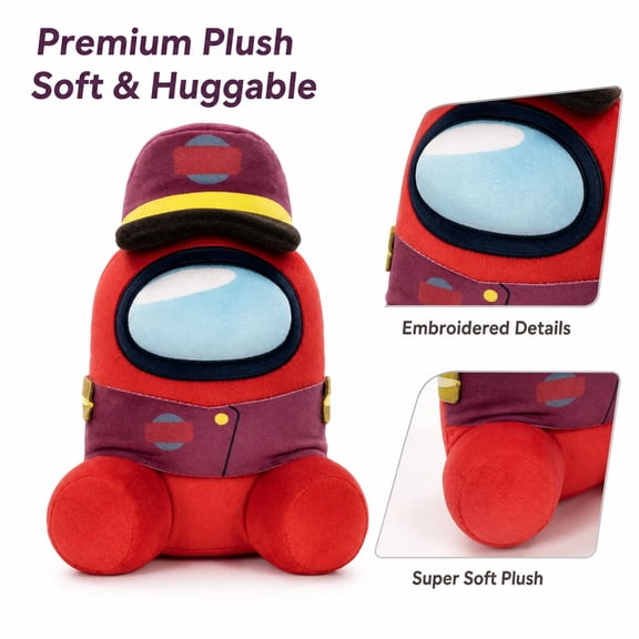 Among Game Crewmate Stuffed Animals Us Red Officer Plushies Soft Cushion Doll 9.8 In Collectible Gaming Accent for Fans 1 PC