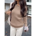 thumbnail image 5 of Women Casual Trendy Classic Pullover Sweaters Fall Outfits Khaki S, 5 of 6