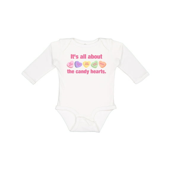 Inktastic Candy Hearts II Girls Long Sleeve Baby Bodysuit