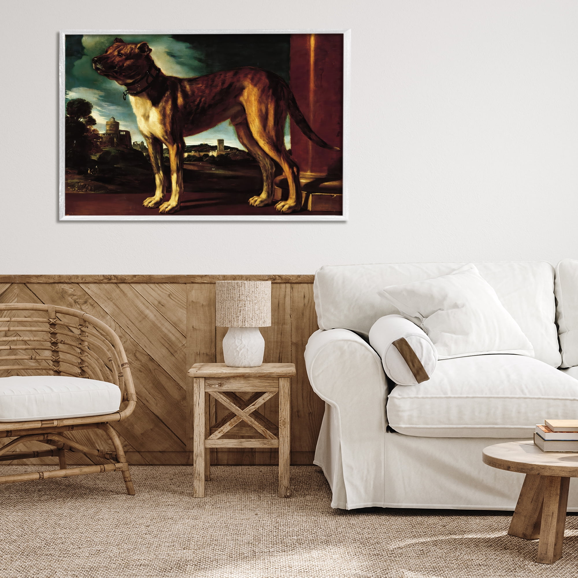 Stupell Industries Historical Aldrovani Dog White Framed Giclee Art, design by Lil' Rue