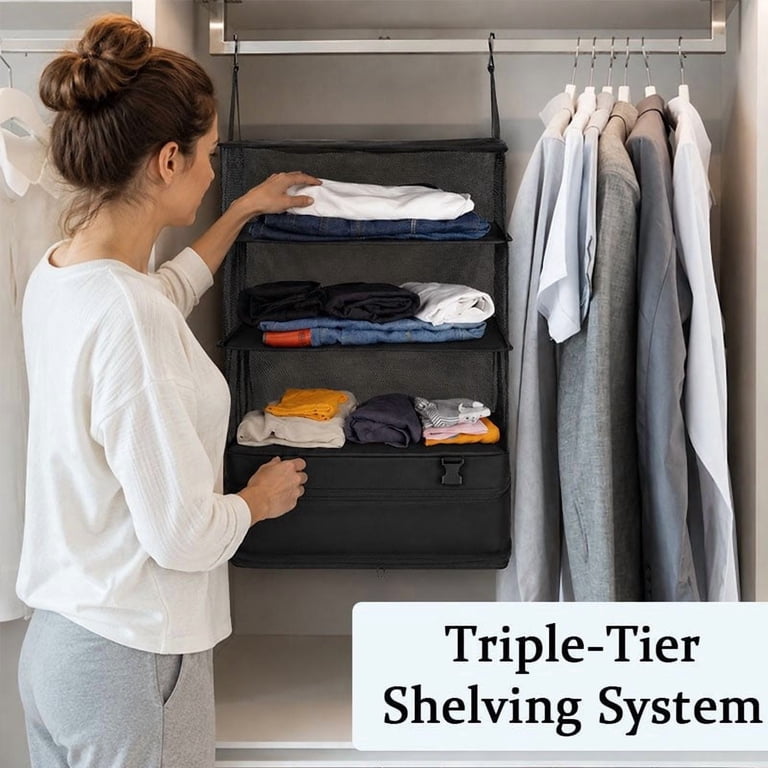 Foldable Travel Organizer Bag Hanging Storage System Multi Layer
