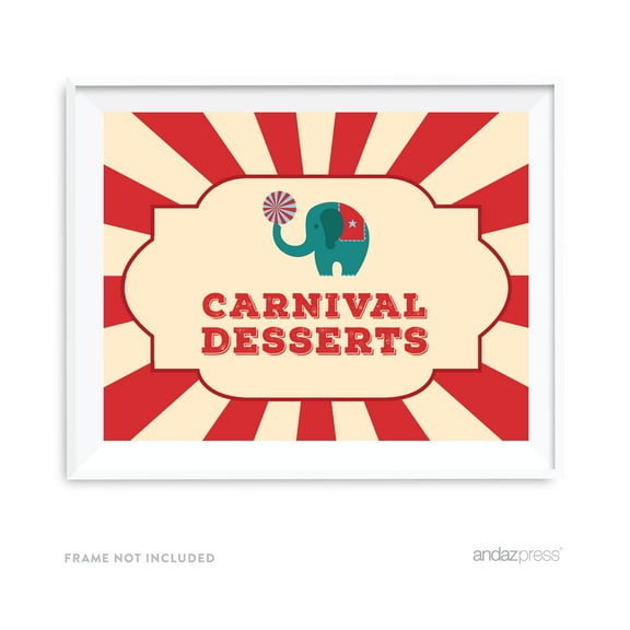 Koyal Wholesale Carnival Desserts Party Sign Circus Birthday Decor 8.5x11 Unframed