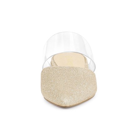 allegra k women's glitter clear ankle strap flat mules shoes