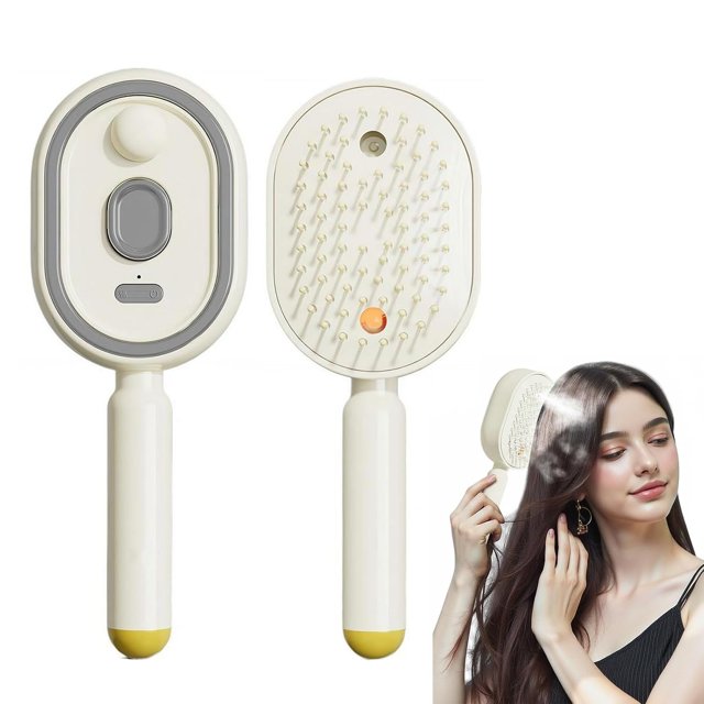Electric Steam Brush for Hair, 2026 Electric Spray Air Cushion Massage Comb, Rechargeable Water Spray Hair Brush for Reduce Frizz, Smooth & Nourish, Detangling&Anti-Static