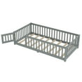 thumbnail image 5 of Jopath Twin Size Floor Bed Frame,Montessori Bed with Guardrails and Door,with Slatted Base,for Kids,Boys,Girls,Gray, 5 of 9