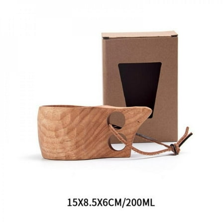 

CLEARANCE! Wooden Mug Cup with Handle Eco-Friendly Traditional Lightweight Coffee Mug Kitchen Picnic Outdoor Travel Camping Using