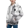 thumbnail image 2 of KLL Unisex Kids Boys Girls Hooded Pocket Pullover Hoodies-Cute Cat Meadow Sketch, 2 of 5