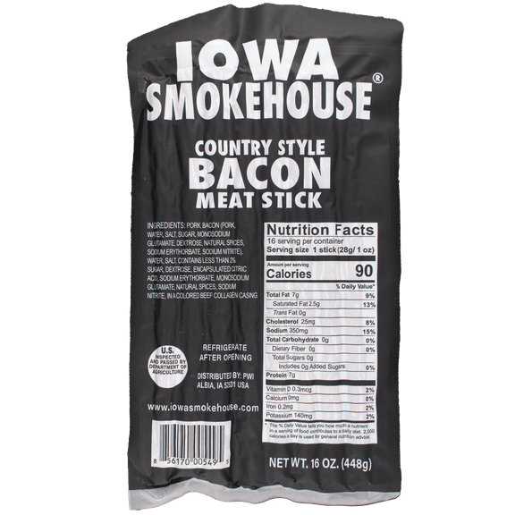 IOWA SMOKEHOUSE Bacon Country Style Meat Sticks, 16 oz