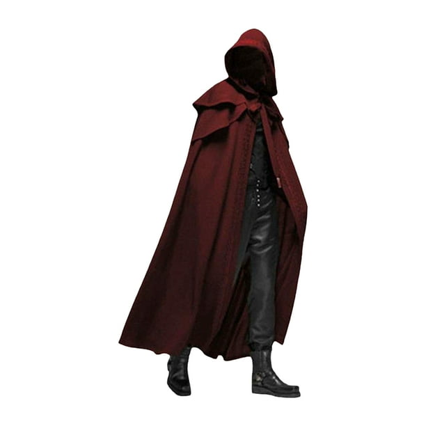 Capa con capucha de Halloween Unisex Hombres Mujeres Cabo Sólido Capa larga Papel Cosplay Disfraces Outwear Retro Medieval Capa gótica Fiesta de Halloween Accesorios Abanopi Capa con capucha