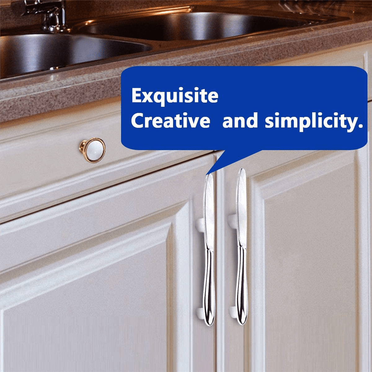 18 PCS Knife Spoon Fork Kitchen Cabinet Closet Drawer Pull Handles Knobs 3-Inch Center to Center (Silver)