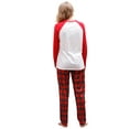 thumbnail image 3 of Christmas Family Pajamas Matching Set, Long Sleeve Letters Print T-shirt with Plaid Pants Sleepwear Loungewear, 3 of 5