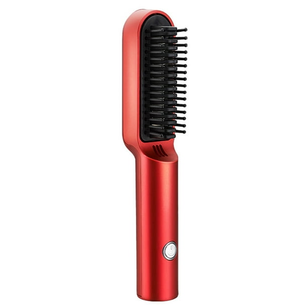 USB Cordless Hair Straightener Comb Ceramic Hair Straightener Brush Travel  Portable Chargeable Hair Curler 