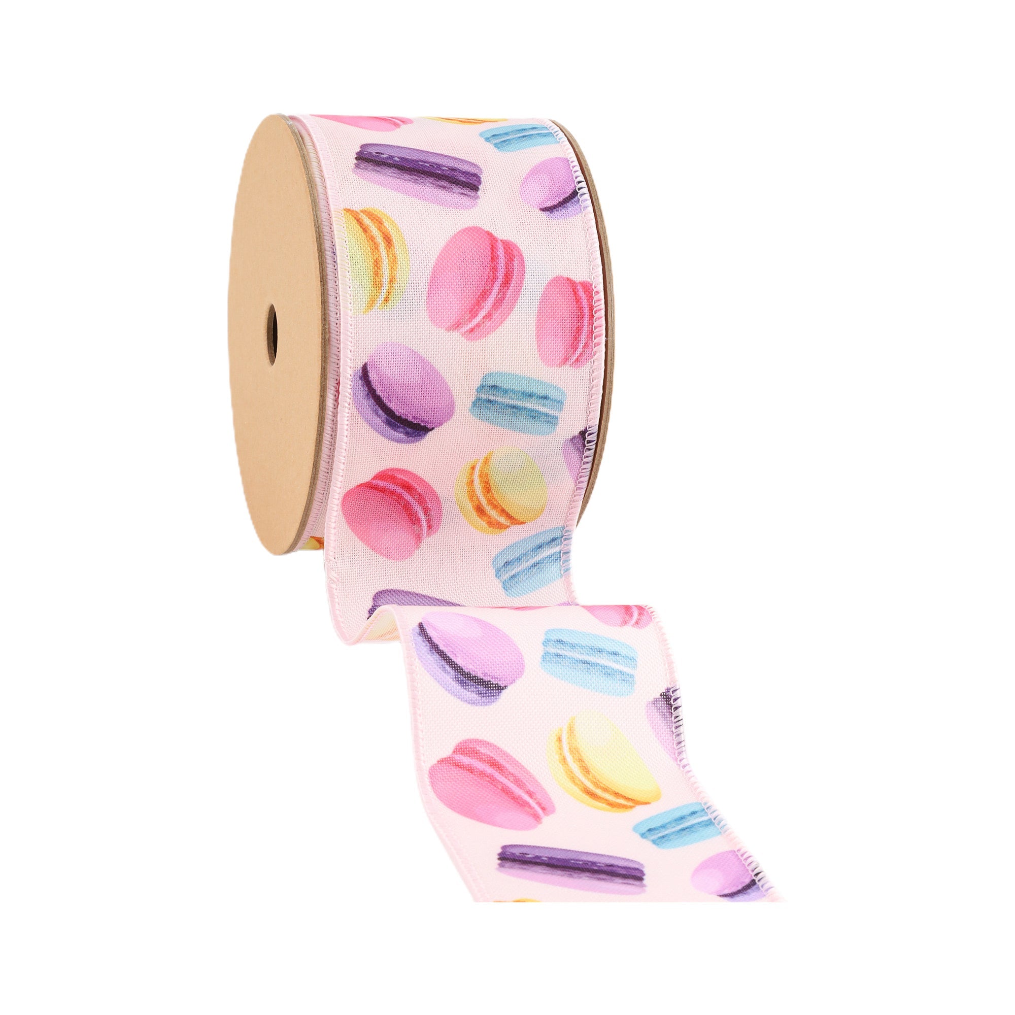 LaRibbons 2 1/2" Wired Ribbon, Pastel All Over Macaroon, 10 Yard Roll