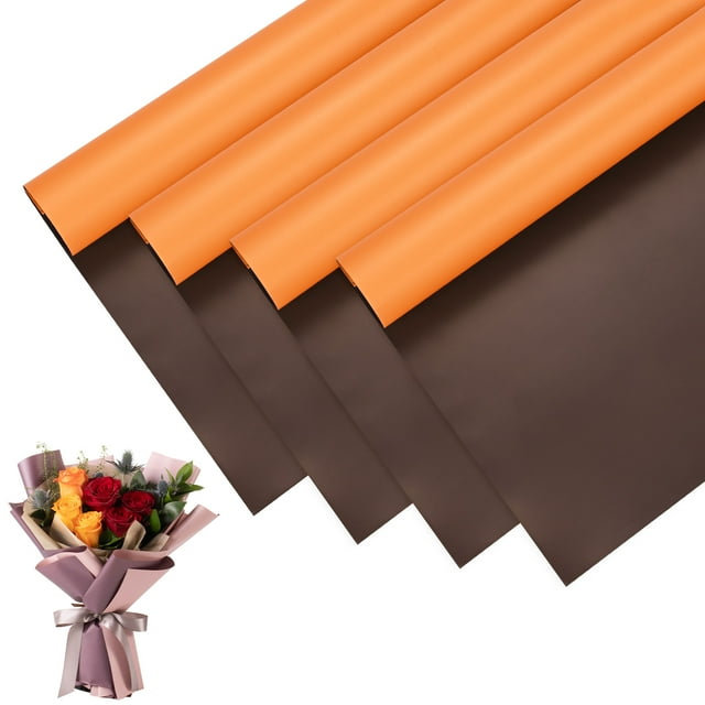 20pcs Papel de Regalo para Ramo de Flores 23 Pulgadas, Naranja y Rojo Oscuro
