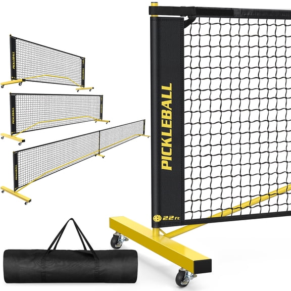 Portable 3in1 Pickleball Net with Wheels- 3 Size Options, Designed for All Weather Conditions, Carry Bag, Steady Metal Frame & Take Down for Practice & Games