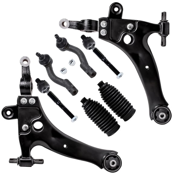 Detroit Axle - 8pc Front Lower Control Arms w/o Ball Joints, Inner Outer Tie Rods & Rack Boots for 2001 - 2006 Kia Magentis - [2001 - 2005 Optima]