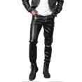thumbnail image 1 of (BLACK-33)Men's Stretch Slim Moisture Resistant Leather Pants, Performance Leather Pants, 1 of 4