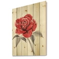 thumbnail image 2 of Designart 'Ancient Red Rose Flower I' Traditional Print on Natural Pine Wood, 2 of 5