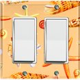 thumbnail image 1 of Metal Light Switch Wall Plate Outlet Cover (Ocean Conch Star Fish Sea Shell Orange - Double Rocker), 1 of 2