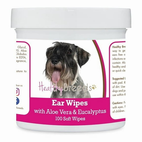 Healthy Breeds 192959824759 Standard Schnauzer Ear Cleaning Wipes with Aloe & Eucalyptus for Dogs - 100 Count