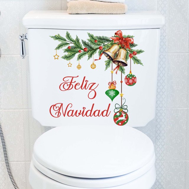 XWSHYW Pegatinas de Pared Guirnalda de Cinta con Bolas Colgantes Navideñas, Pegatinas Decorativas para El Baño, Pegatinas de Pared para Decoración Del Baño