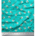 thumbnail image 1 of Soimoi Green Georgette Viscose Fabric Check & Floral Printed Fabric 1 Yard 42 Inch Wide, 1 of 6