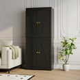 thumbnail image 2 of YouTrend 72'' Farmhouse Kitchen Pantry Cabinet with 4 Barn Doors,Storage Cabinet W/ 4 Shelves for Living Room,Kitchen,Bathroom,Office,Black, 2 of 10