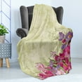 thumbnail image 4 of Floral Vintage Soft Flannel Fleece Throw Blanket, Romantic Feminine and Delicate Spring Flowers in Grunge Theme, Cozy Plush for Indoor and Outdoor Use, 50" x 60", Pale Khaki Multicolor, by Ambesonne, 4 of 5